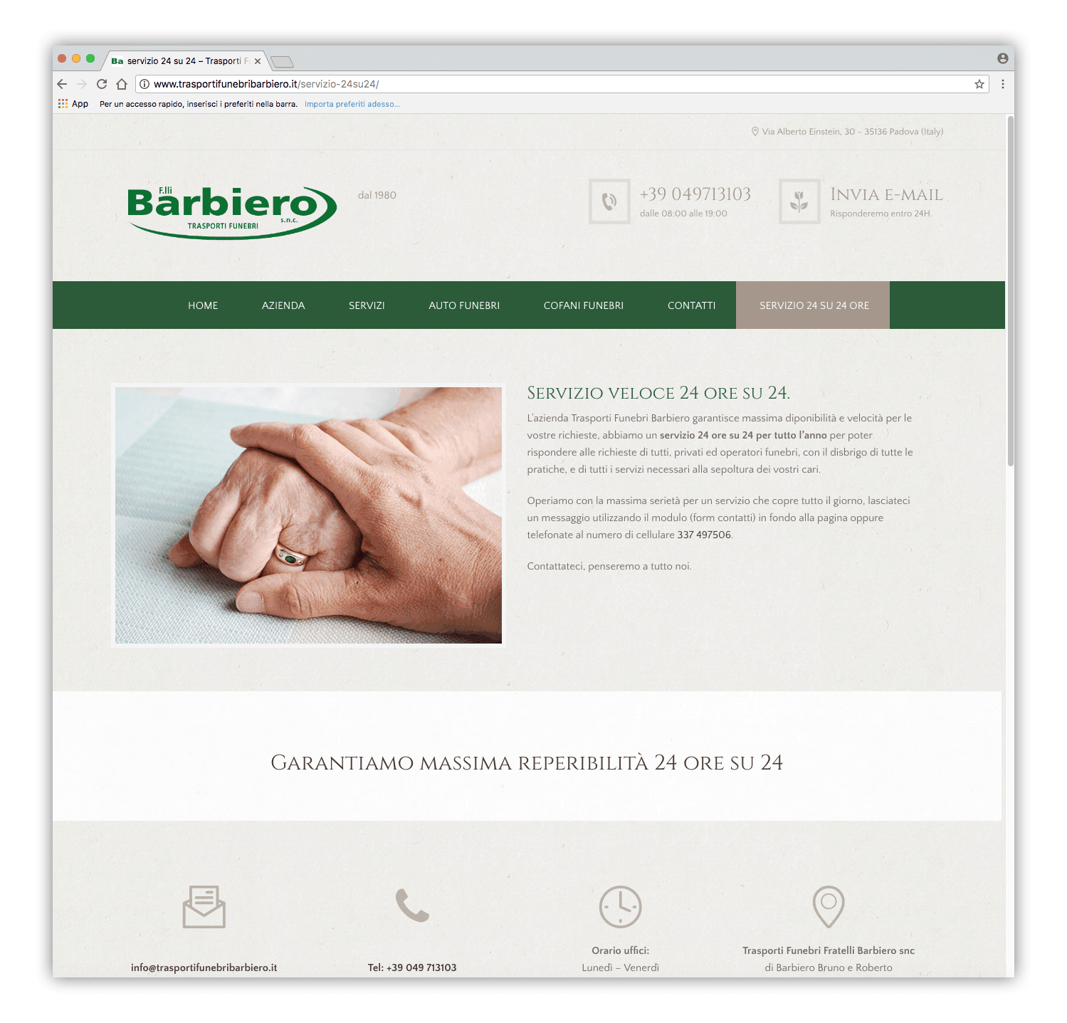 Sito web Barbiero Trasporti Funebri - Neroavorio (Padova)