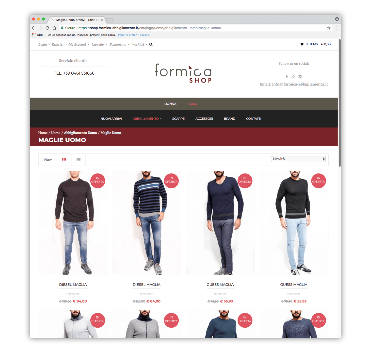 Sito web Formica Abbigliamento Shop - Neroavorio (Padova)