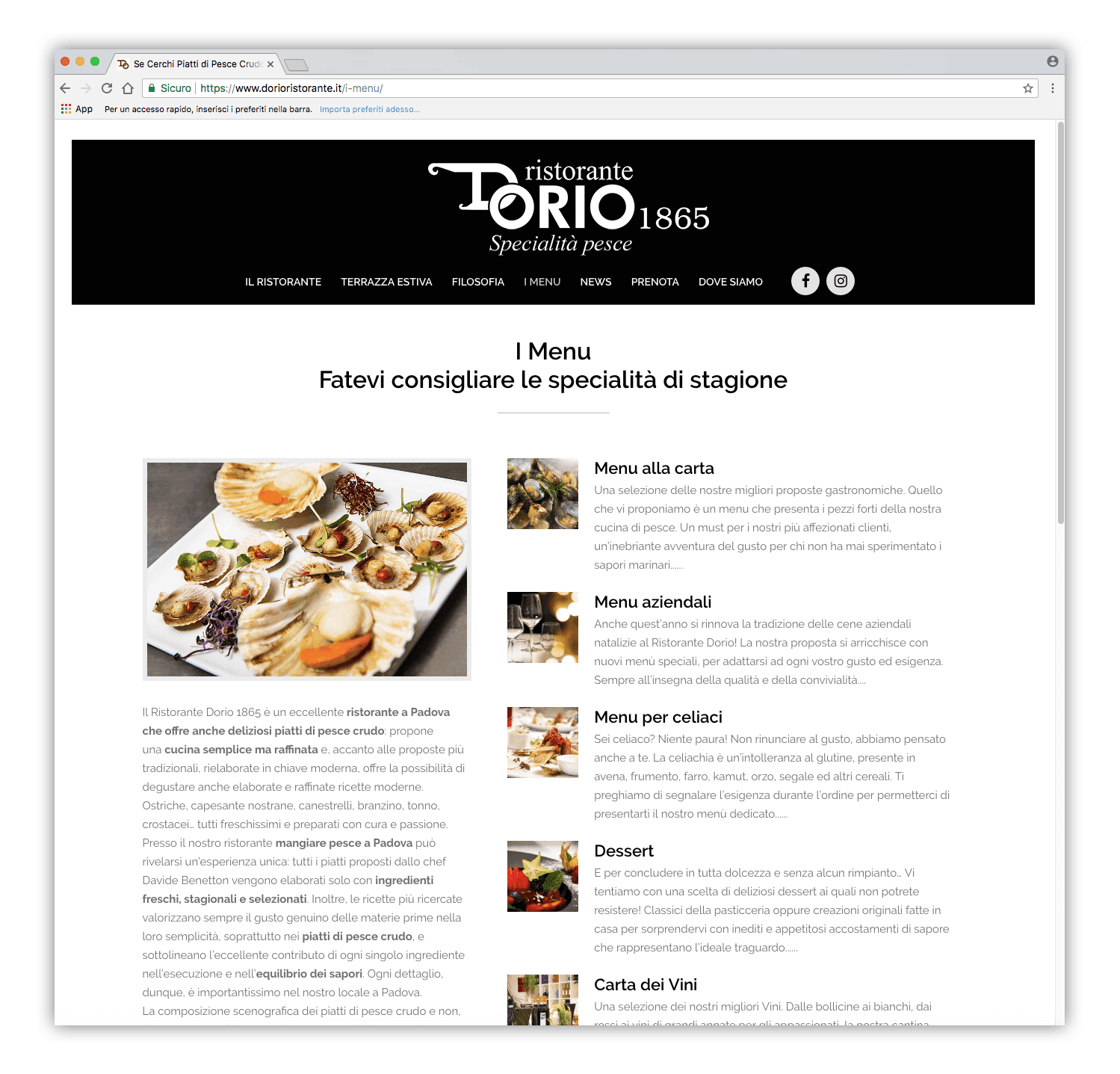 Sito web Ristorante Dorio - Neroavorio