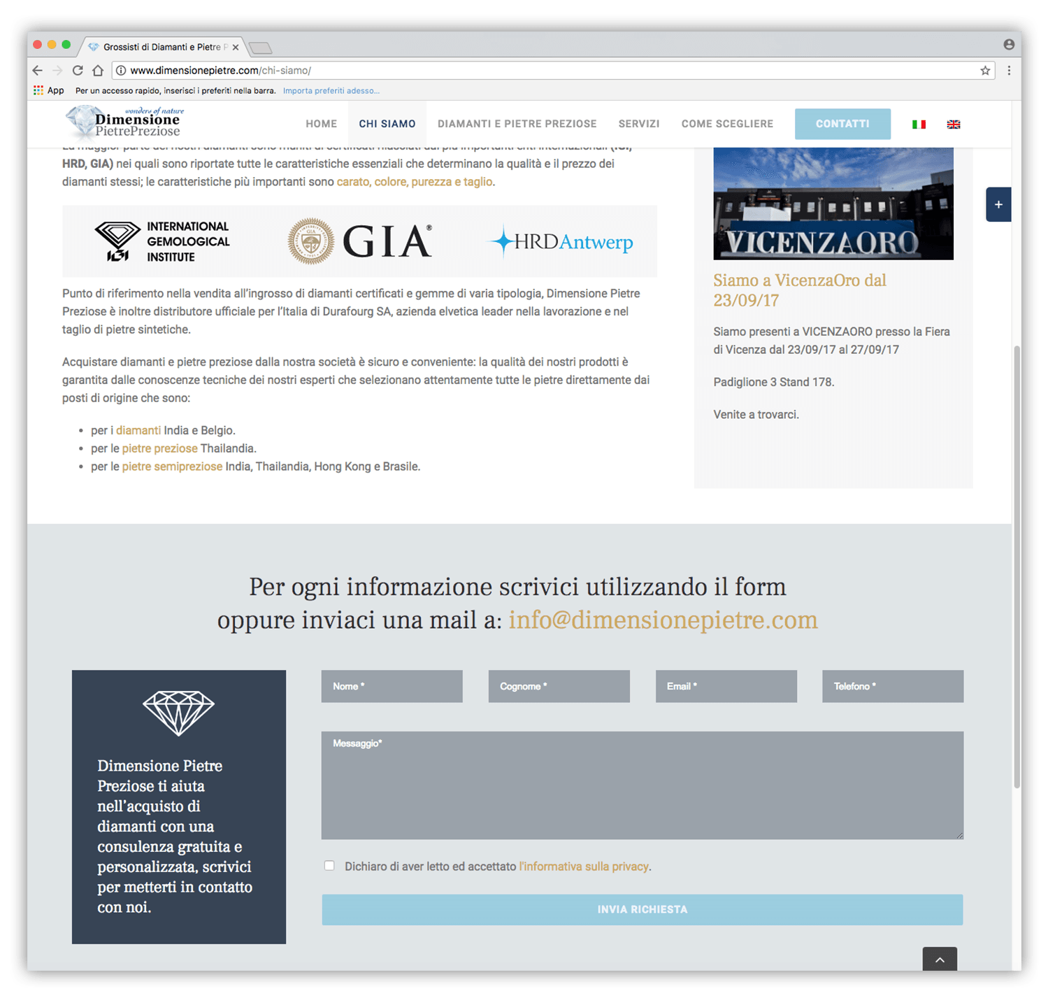 Sito internet Dimensione Pietre Preziose - Neroavorio