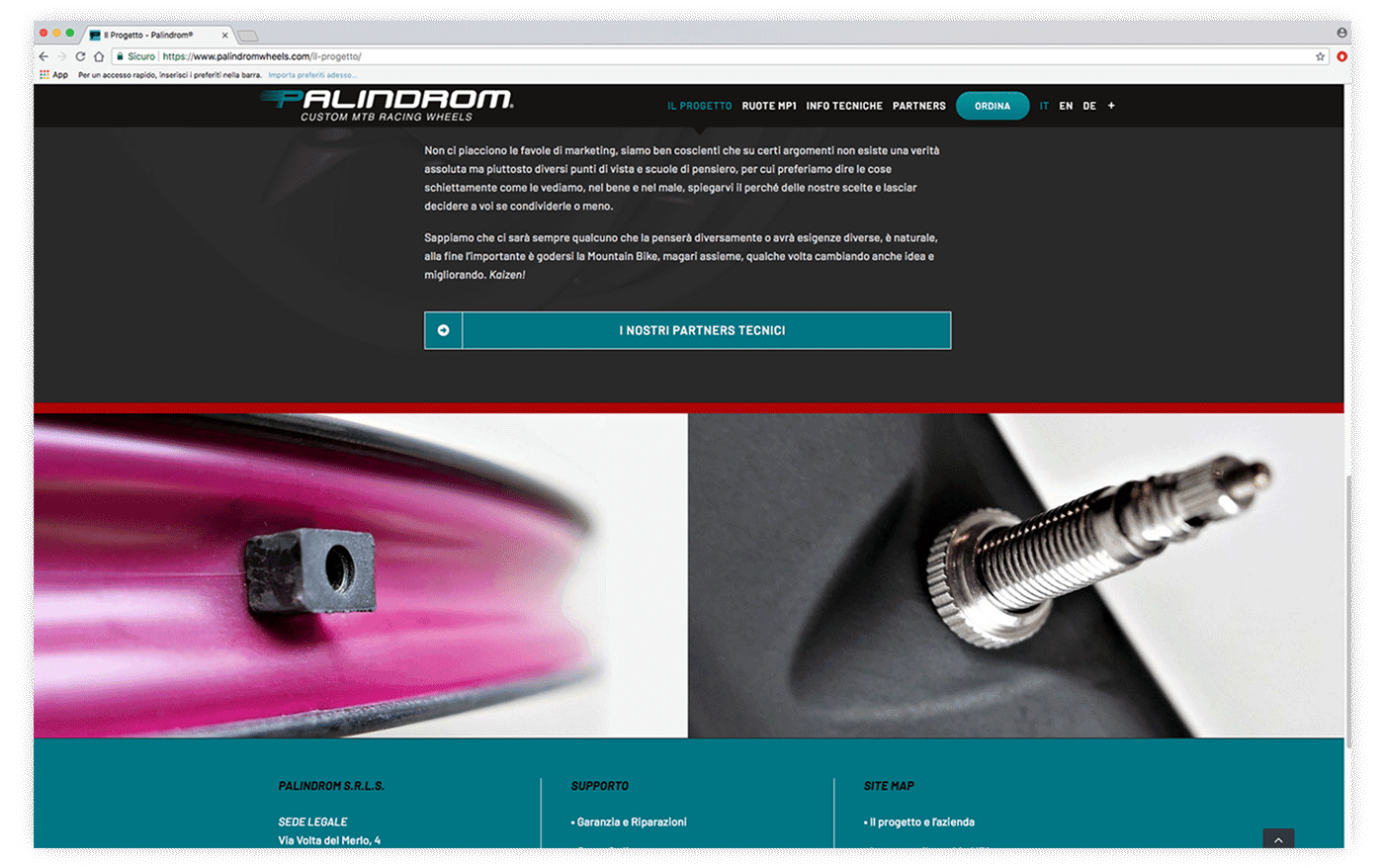 Sviluppo Sito web per Palindrom Wheels - pagina Progetto