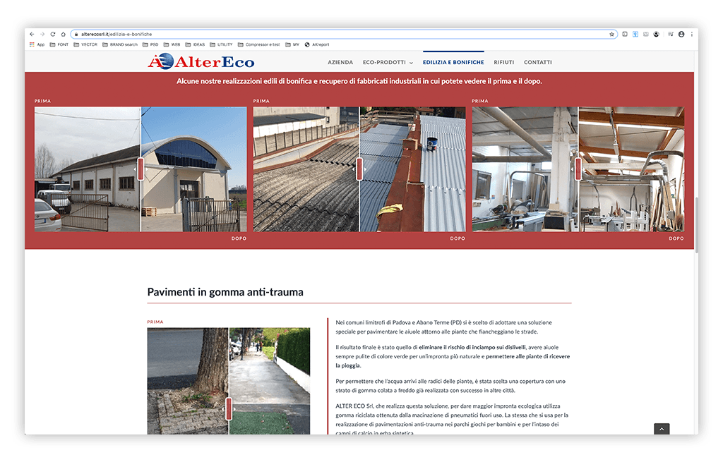 Neroavorio sviluppa il sito di Alter Eco - pagina Edilizia e Bonifiche - Padova