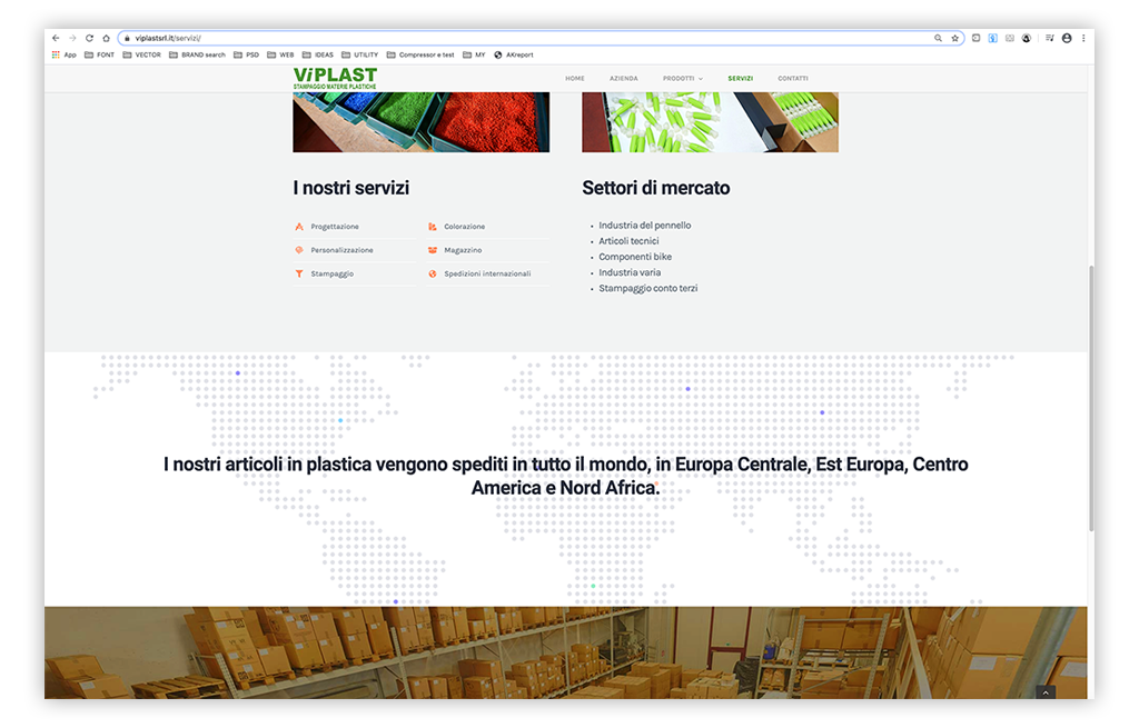 Web site per ViPlast Materie Plastiche - pagina aziendale - Neroavorio (Padova)