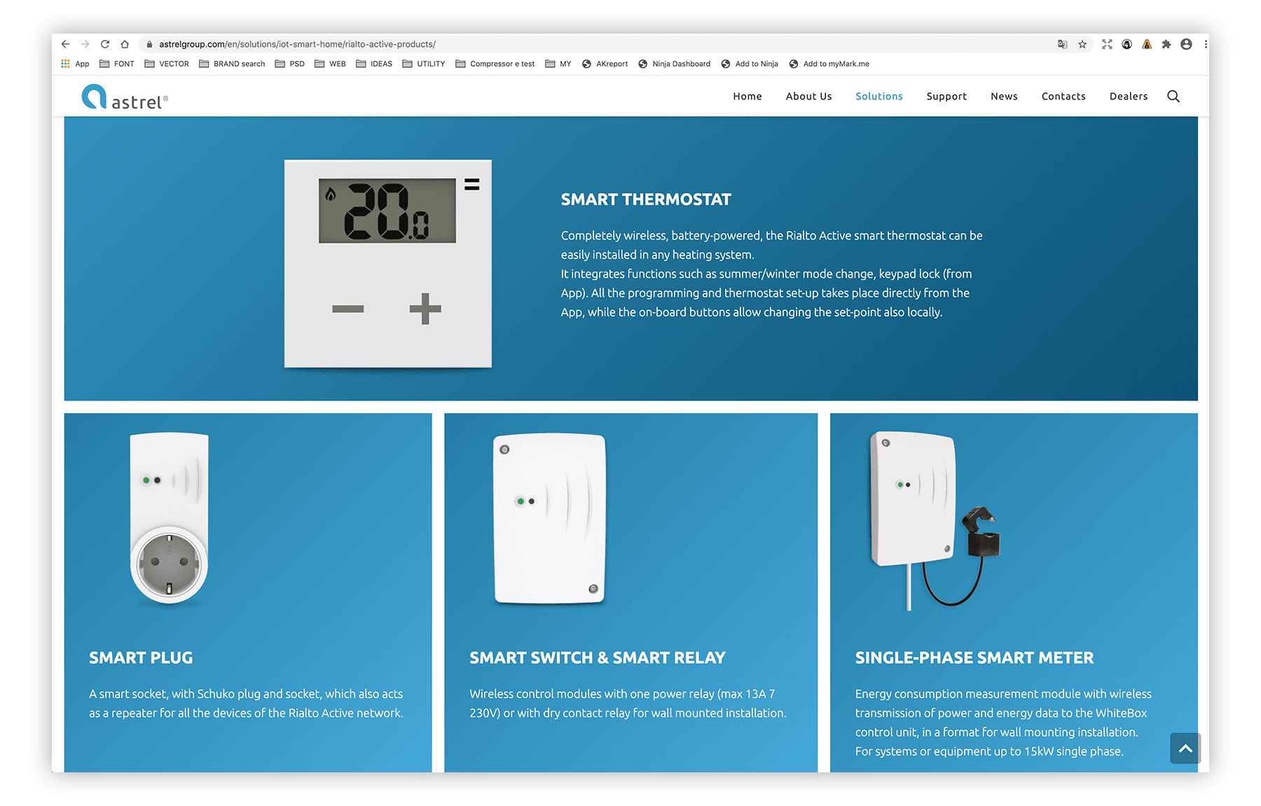 Pagina Prodotti sito Astrel - Neroavorio (Padova)