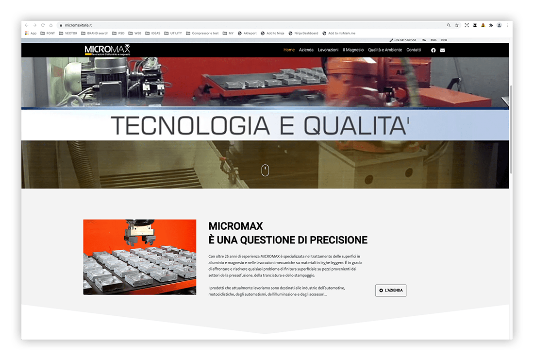 Realizzazione del restyling sito web Micromax Italia - Sito nuovo - Neroavorio (Padova)