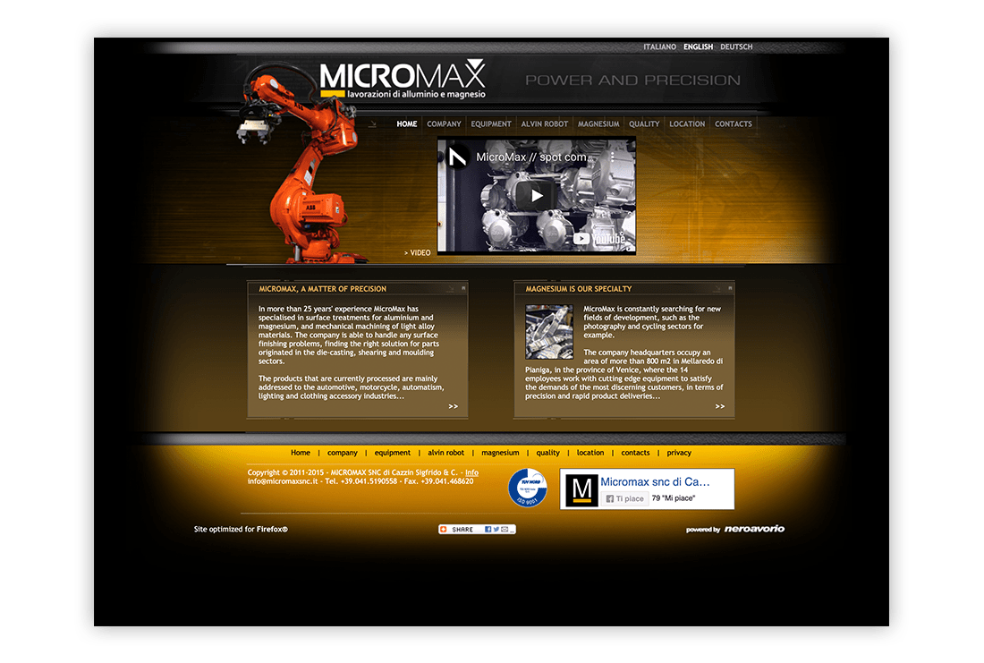 Realizzazione del restyling sito web Micromax Italia - Sito vecchio - Neroavorio (Padova)