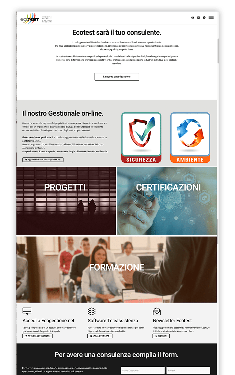 Sviluppo del sito web di Ecotest (nuovo sito) - Neroavorio (Padova)