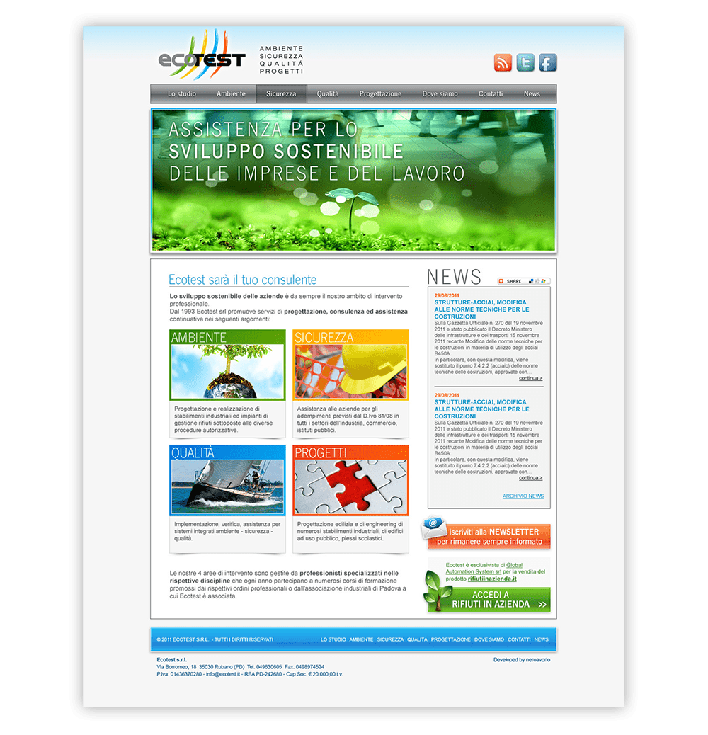 Sviluppo del sito web di Ecotest (vecchio sito) - Neroavorio (Padova)