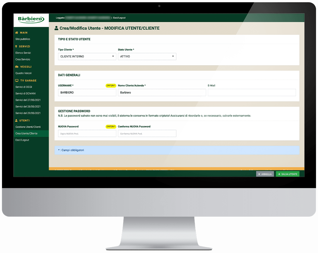 Realizzazione gestionale custom per Barbiero Trasporti Funebri - Neroavorio (Padova)