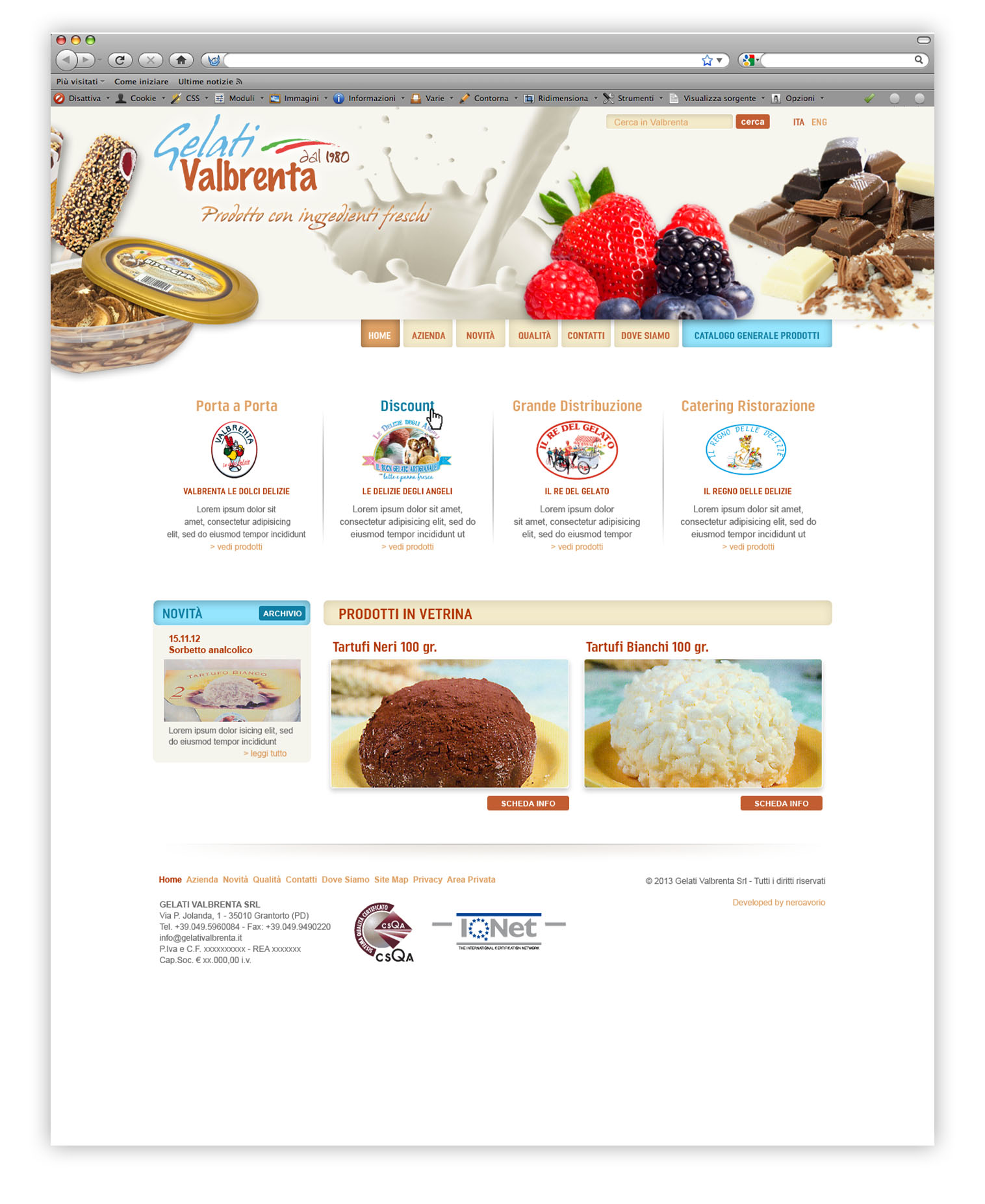 Sito internet Gelati Valbrenta - Restyling