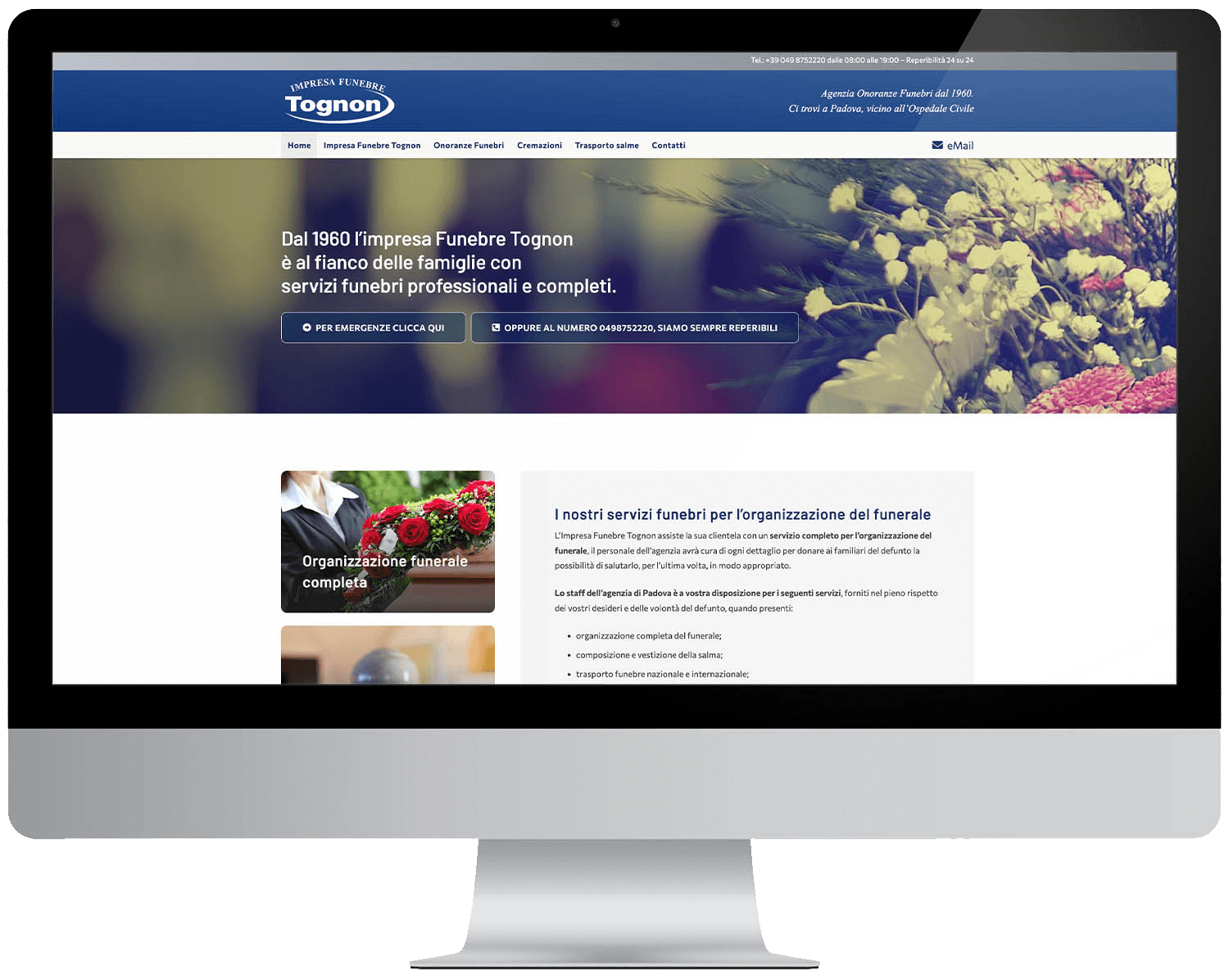 Realizzazione del restyling sito web Impresa Funebre Tognon - Sito nuovo - Neroavorio