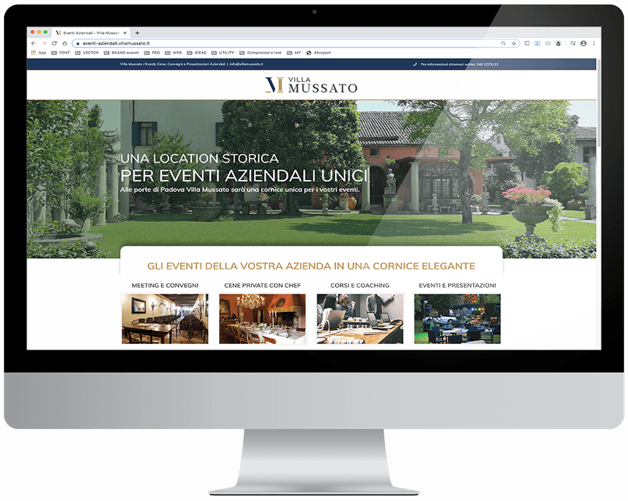 Landing Page e Campagna Pay per Click per Villa Mussato Eventi Aziendali - Neroavorio Padova